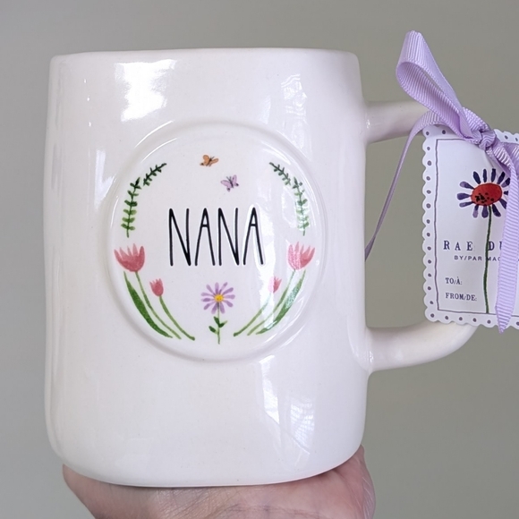 Rae Dunn Other - Rae Dunn NANA with Floral Design and Butterfly Accented Handle 🦋